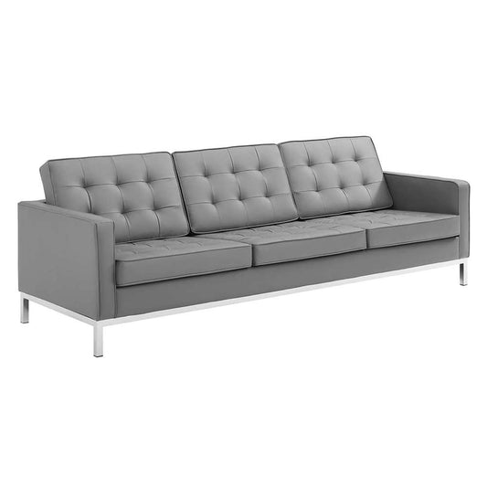 Modway - Loft Tufted Vegan Leather Sofa - EEI-3385-SLV-GRY veiw 1