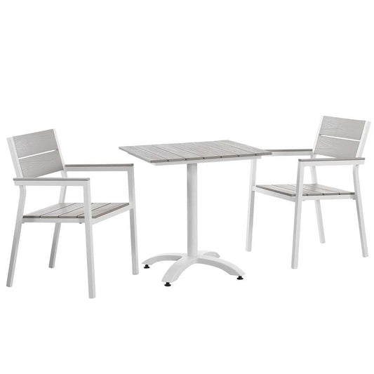 Modway - Maine 3 Piece Outdoor Patio Dining Set - EEI-1759-WHI-LGR-SET veiw 1