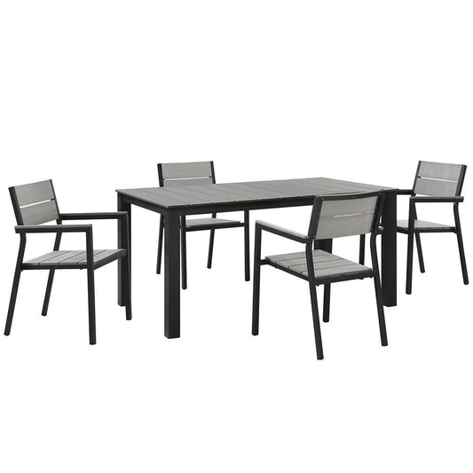 Modway - Maine 5 Piece Outdoor Patio Dining Set - EEI-1747-BRN-GRY-SET veiw 1