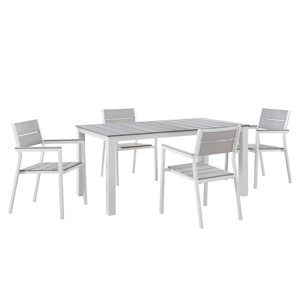 Modway - Maine 5 Piece Outdoor Patio Dining Set - EEI-1747-WHI-LGR-SET veiw 1