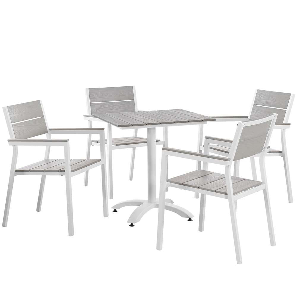Modway - Maine 5 Piece Outdoor Patio Dining Set - EEI-1761-WHI-LGR-SET veiw 1