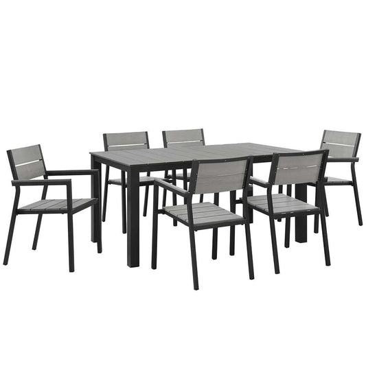 Modway - Maine 7 Piece Outdoor Patio Dining Set - EEI-1749-BRN-GRY-SET veiw 1