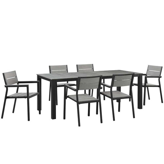 Modway - Maine 7 Piece Outdoor Patio Dining Set - EEI-1751-BRN-GRY-SET veiw 1