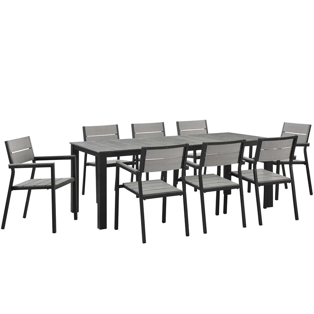 Modway - Maine 9 Piece Outdoor Patio Dining Set - EEI-1753-BRN-GRY-SET veiw 1