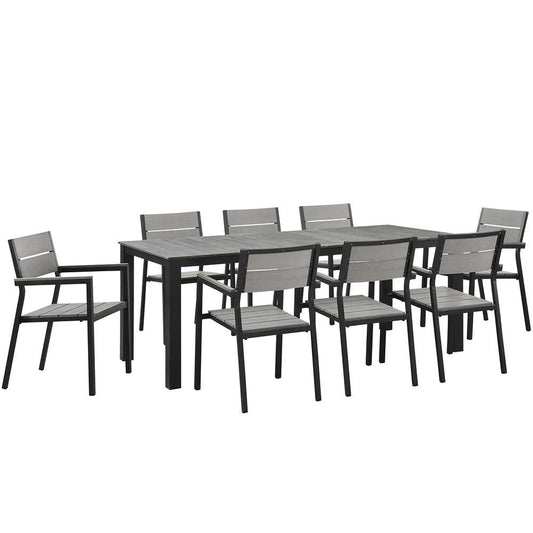 Modway - Maine 9 Piece Outdoor Patio Dining Set - EEI-1753-BRN-GRY-SET veiw 1