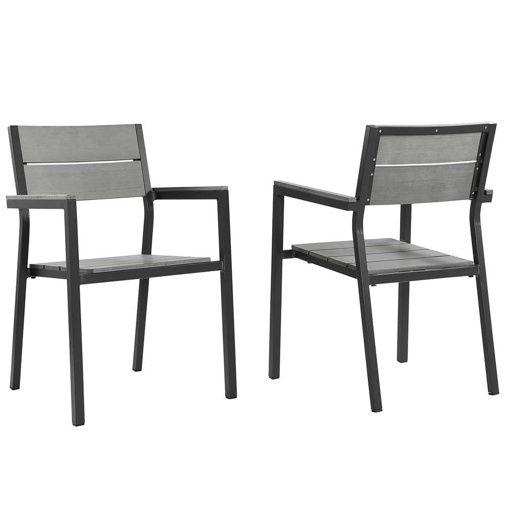 Modway - Maine Dining Armchair Outdoor Patio (Set of 2) - EEI-1739-BRN-GRY-SET veiw 1