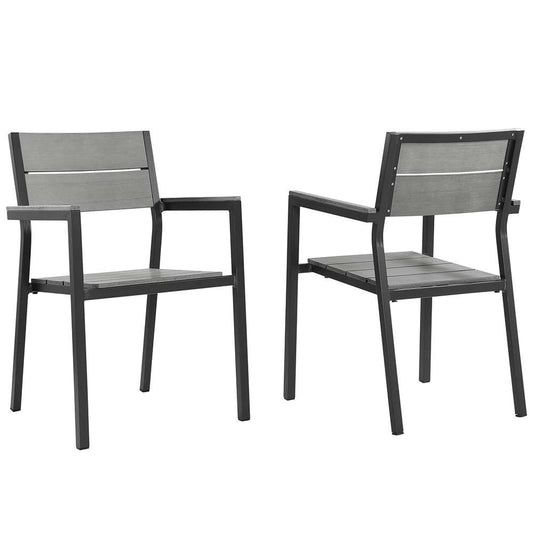 Modway - Maine Dining Armchair Outdoor Patio (Set of 2) - EEI-1739-BRN-GRY-SET veiw 1