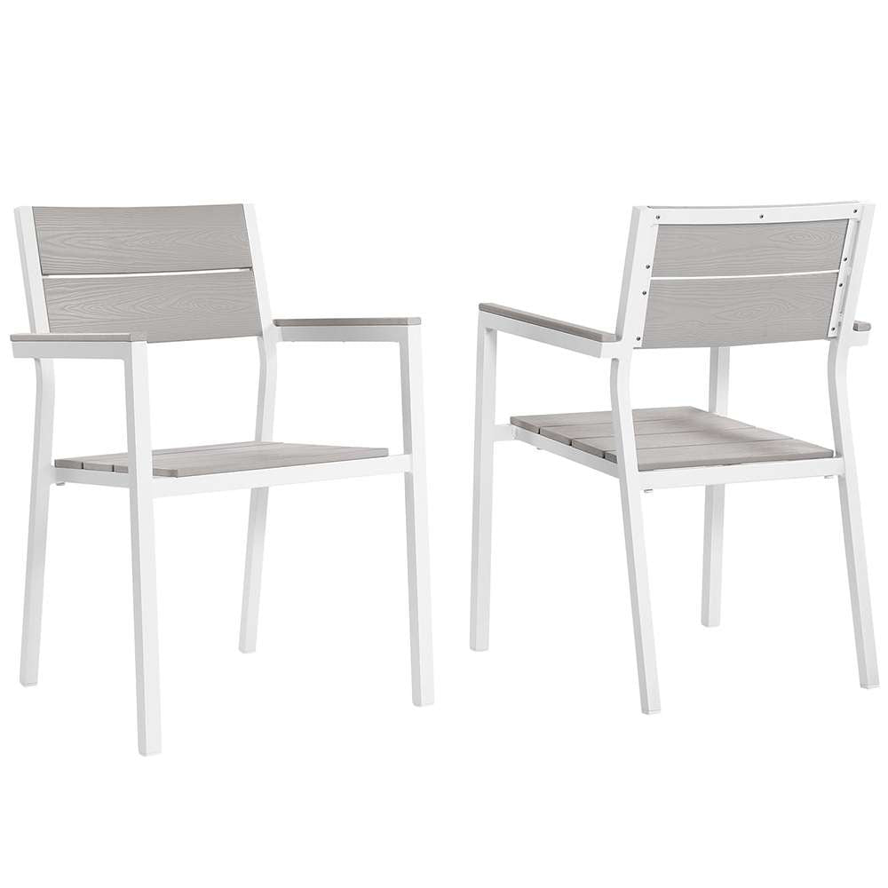 Modway - Maine Dining Armchair Outdoor Patio (Set of 2) - EEI-1739-WHI-LGR-SET veiw 1