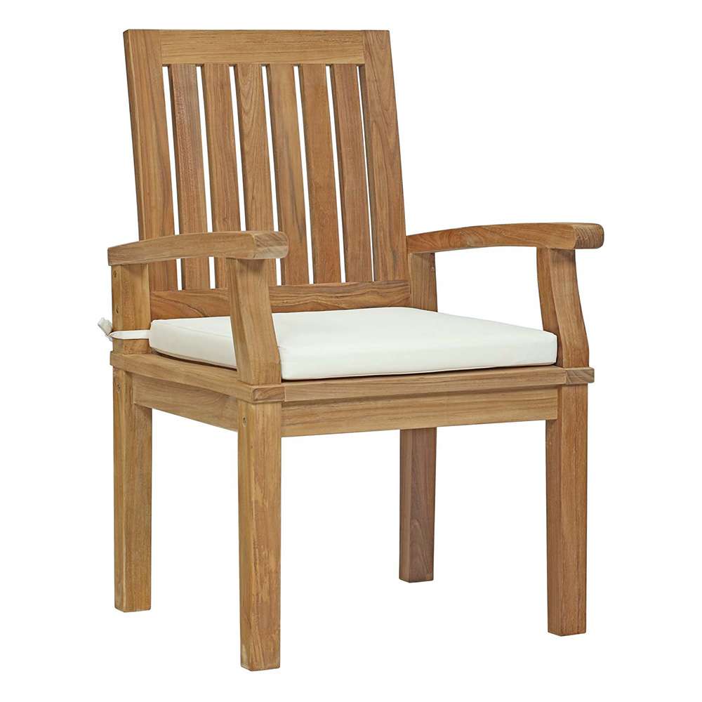Modway - Marina Outdoor Patio Teak Dining Chair - EEI-2701-NAT-WHI veiw 1