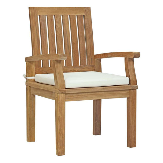 Modway - Marina Outdoor Patio Teak Dining Chair - EEI-2701-NAT-WHI veiw 1