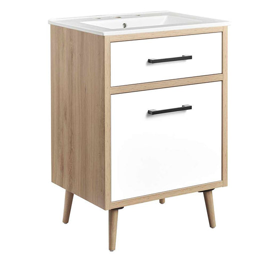 Modway - Maverick 24in Bathroom Vanity - EEI-6498-WHI-OAK veiw 1