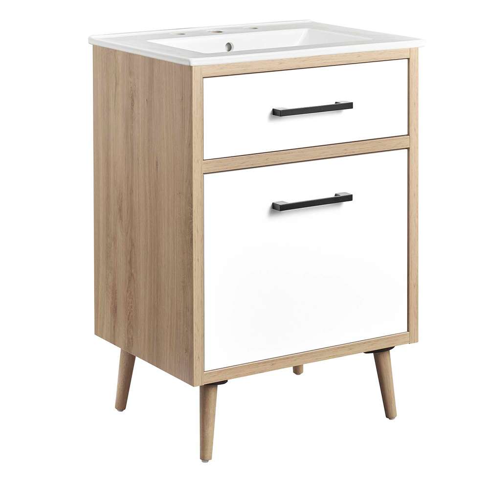 Modway - Maverick 24in Bathroom Vanity - EEI-6498-WHI-OAK veiw 2