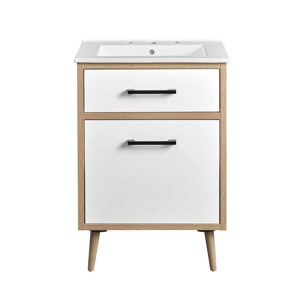 Modway - Maverick 24in Bathroom Vanity - EEI-6498-WHI-OAK veiw 4