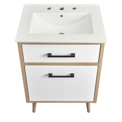 Modway - Maverick 24in Bathroom Vanity - EEI-6498-WHI-OAK veiw 5