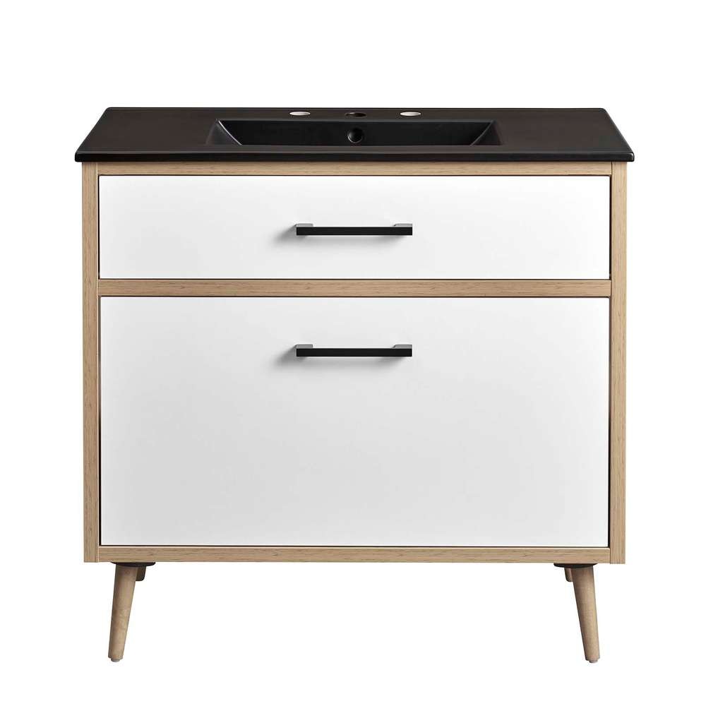 Modway - Maverick 36in Bathroom Vanity - EEI-6501-BLK-OAK veiw 4