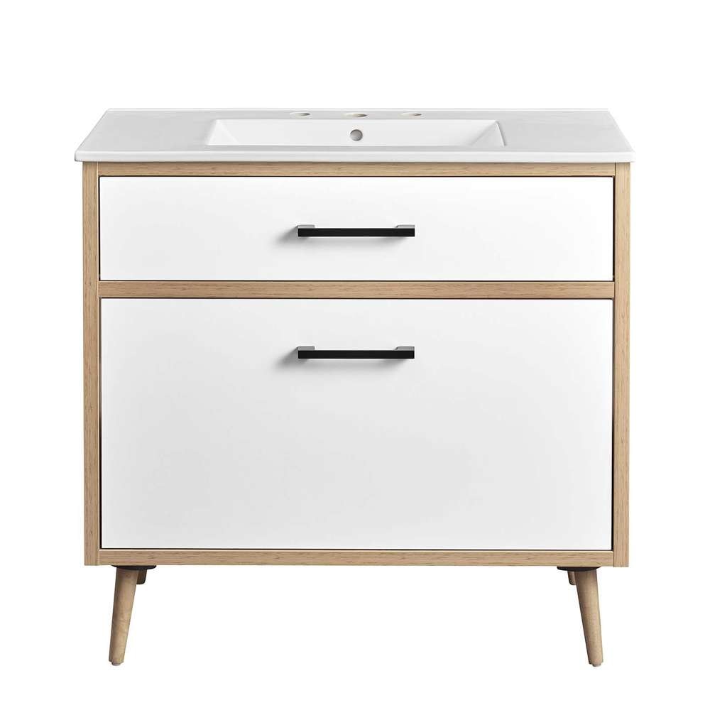 Modway - Maverick 36in Bathroom Vanity - EEI-6500-WHI-OAK veiw 4