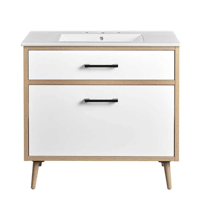 Modway - Maverick 36in Bathroom Vanity - EEI-6500-WHI-OAK veiw 4