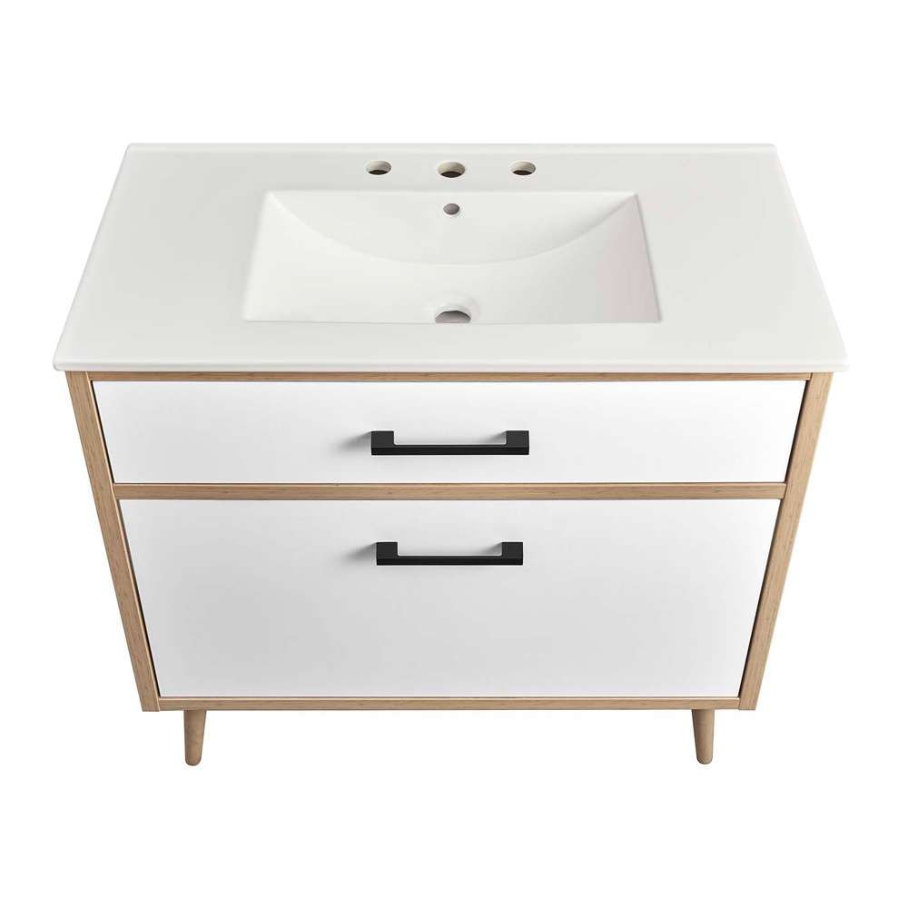 Modway - Maverick 36in Bathroom Vanity - EEI-6500-WHI-OAK veiw 5