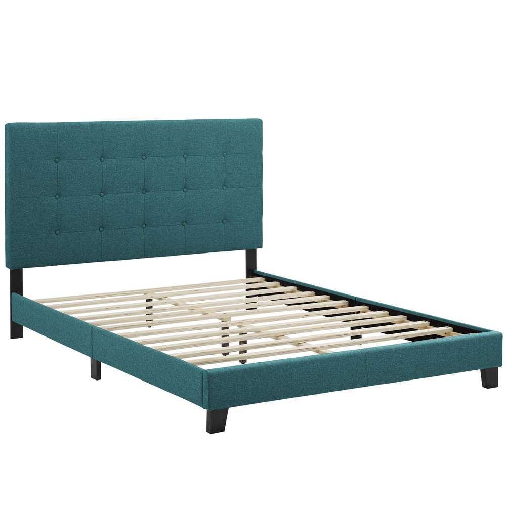 Modway - Melanie Queen Tufted Button Upholstered Fabric Platform Bed - MOD-5879-TEA veiw 3