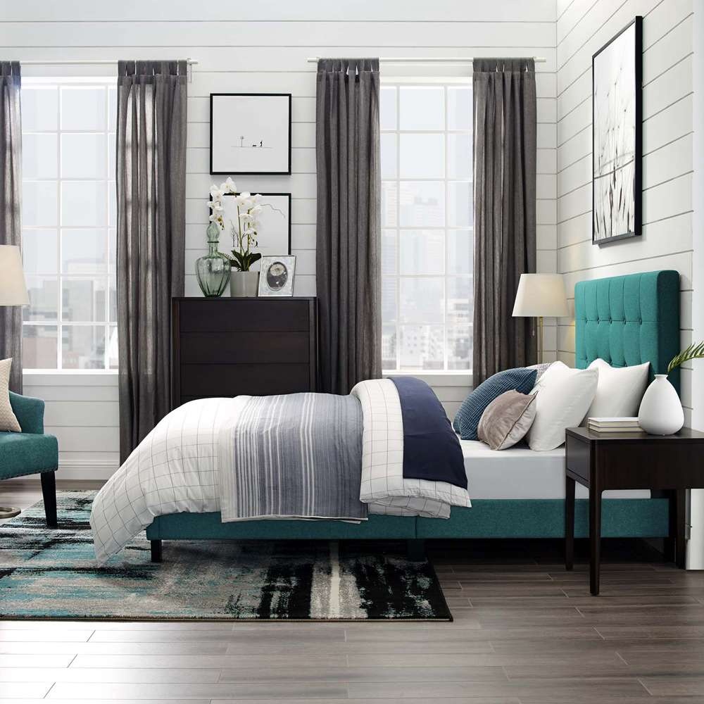 Modway - Melanie Queen Tufted Button Upholstered Fabric Platform Bed - MOD-5879-TEA veiw 6