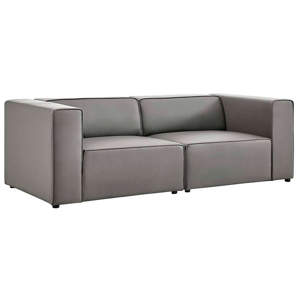 Modway - Mingle Vegan Leather 2-Piece Sectional Sofa Loveseat - EEI-4788-GRY veiw 1