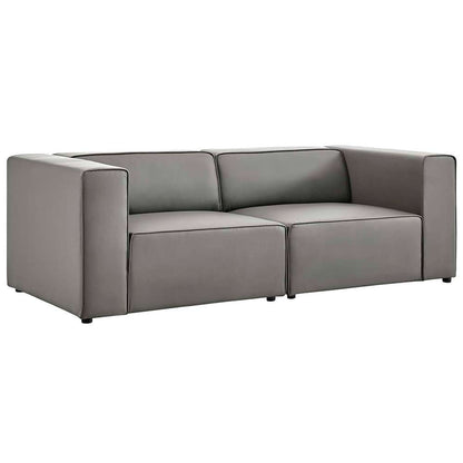 Modway - Mingle Vegan Leather 2-Piece Sectional Sofa Loveseat - EEI-4788-GRY veiw 1
