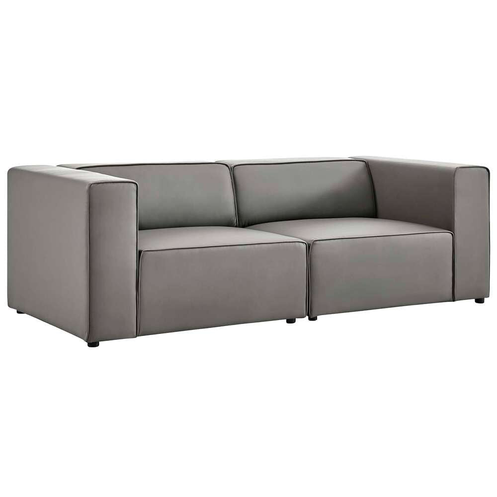 Modway - Mingle Vegan Leather 2-Piece Sectional Sofa Loveseat - EEI-4788-GRY veiw 2