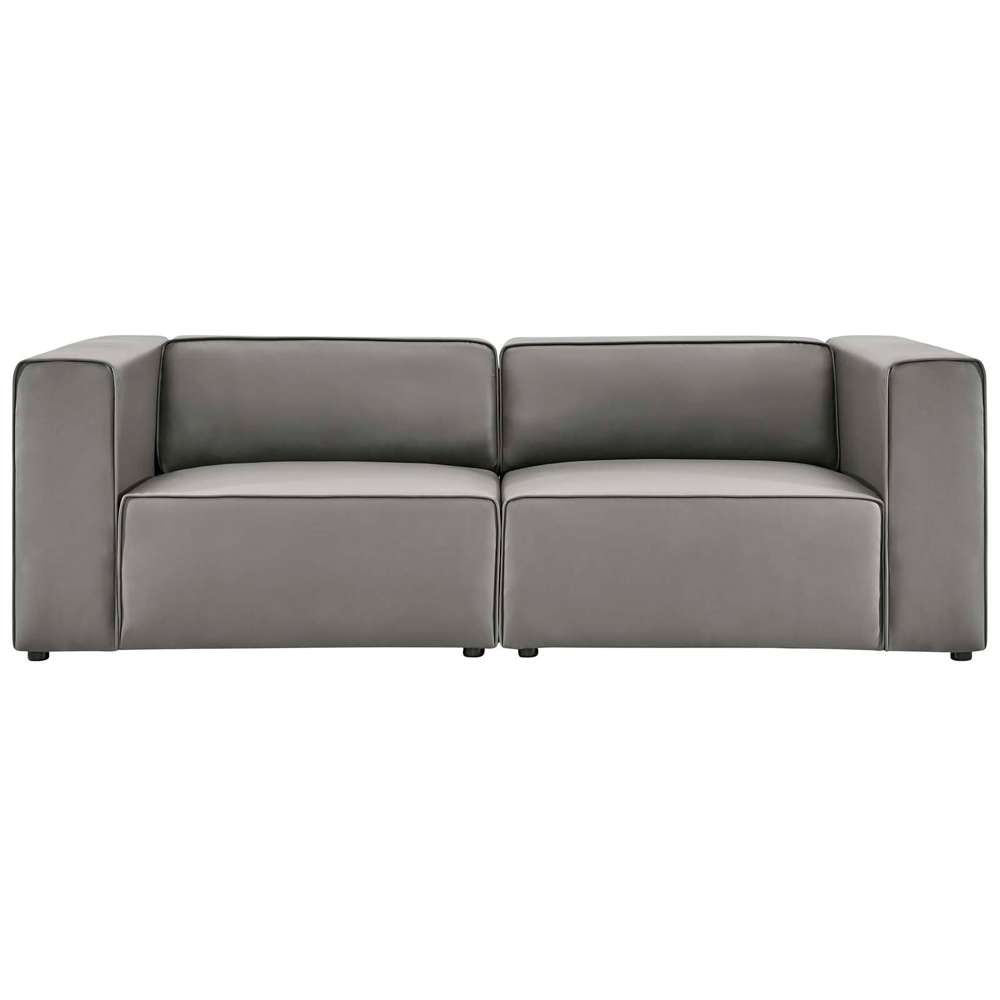Modway - Mingle Vegan Leather 2-Piece Sectional Sofa Loveseat - EEI-4788-GRY veiw 3