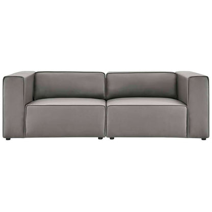 Modway - Mingle Vegan Leather 2-Piece Sectional Sofa Loveseat - EEI-4788-GRY veiw 3