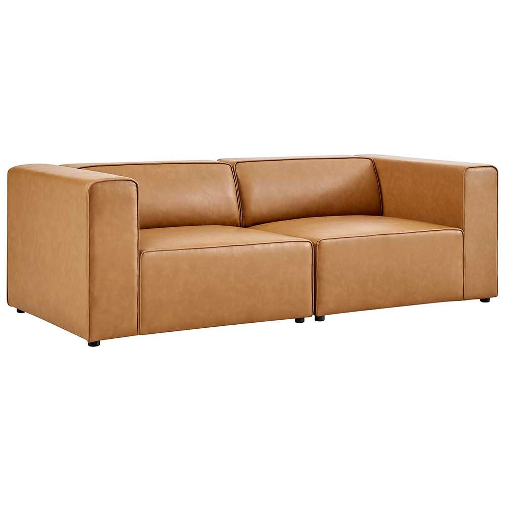 Modway - Mingle Vegan Leather 2-Piece Sectional Sofa Loveseat - EEI-4788-TAN veiw 1