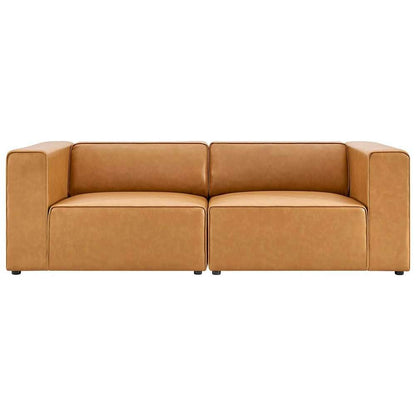 Modway - Mingle Vegan Leather 2-Piece Sectional Sofa Loveseat - EEI-4788-TAN veiw 3