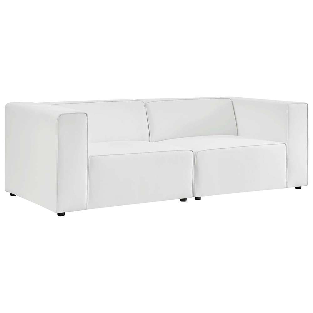 Modway - Mingle Vegan Leather 2-Piece Sectional Sofa Loveseat - EEI-4788-WHI veiw 1