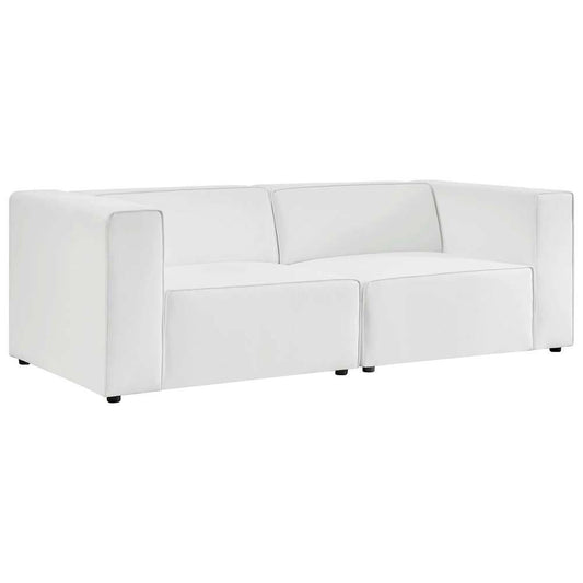 Modway - Mingle Vegan Leather 2-Piece Sectional Sofa Loveseat - EEI-4788-WHI veiw 2