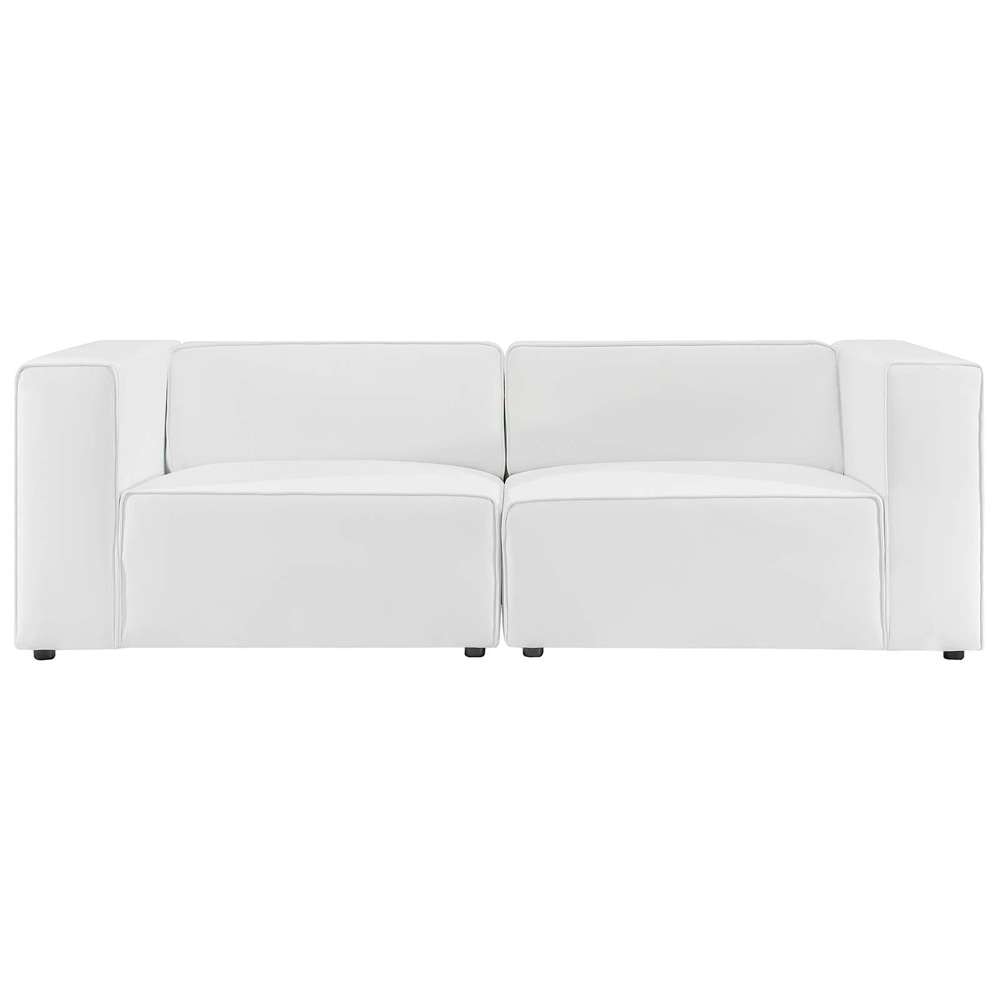 Modway - Mingle Vegan Leather 2-Piece Sectional Sofa Loveseat - EEI-4788-WHI veiw 3