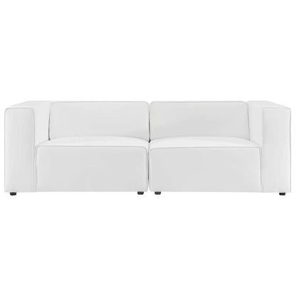 Modway - Mingle Vegan Leather 2-Piece Sectional Sofa Loveseat - EEI-4788-WHI veiw 3