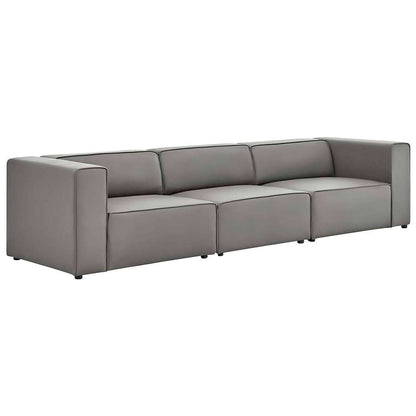 Modway - Mingle Vegan Leather 3-Piece Sectional Sofa - EEI-4789-GRY veiw 1