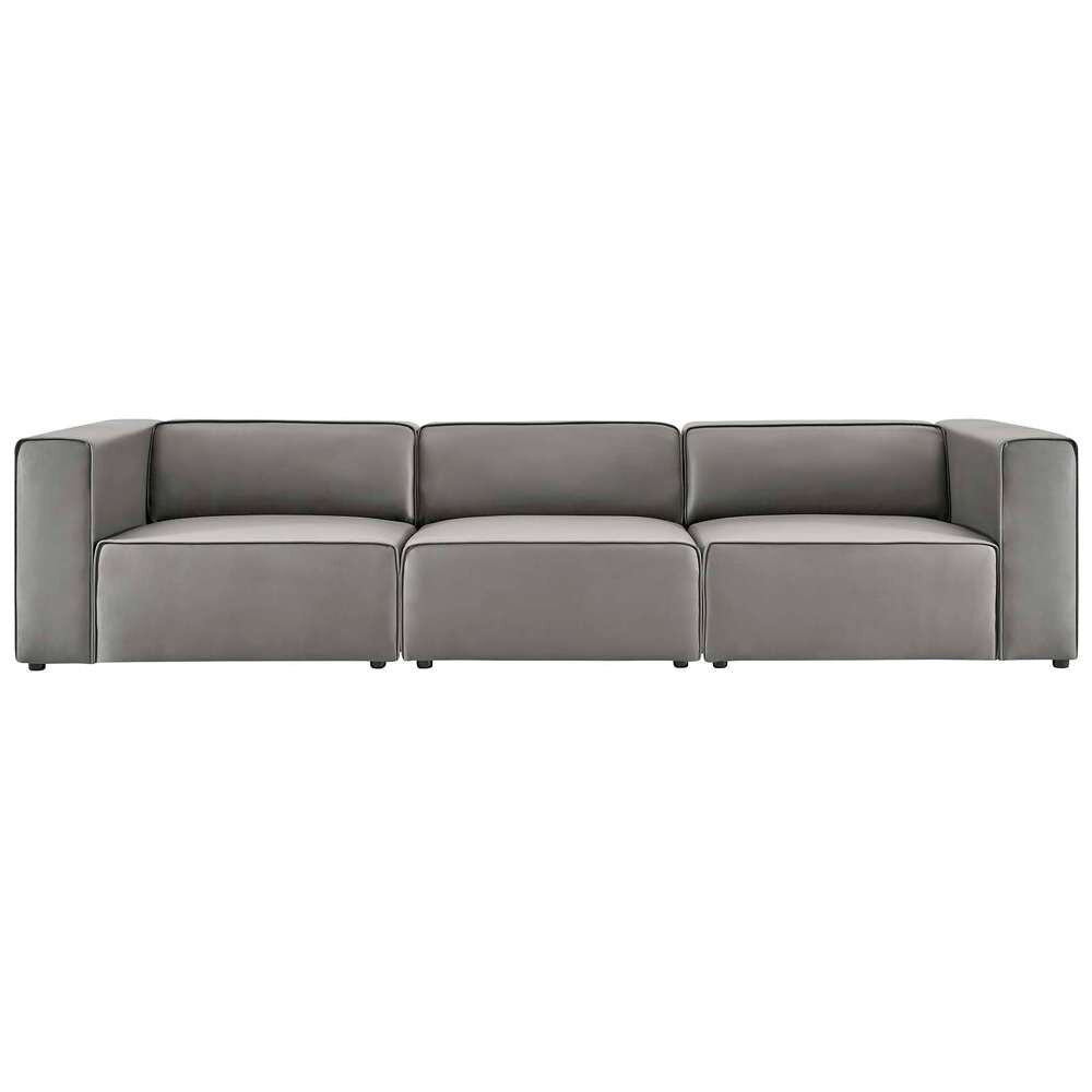 Modway - Mingle Vegan Leather 3-Piece Sectional Sofa - EEI-4789-GRY veiw 3