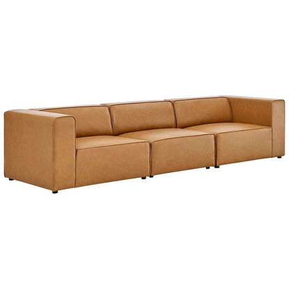 Modway - Mingle Vegan Leather 3-Piece Sectional Sofa - EEI-4789-TAN veiw 2