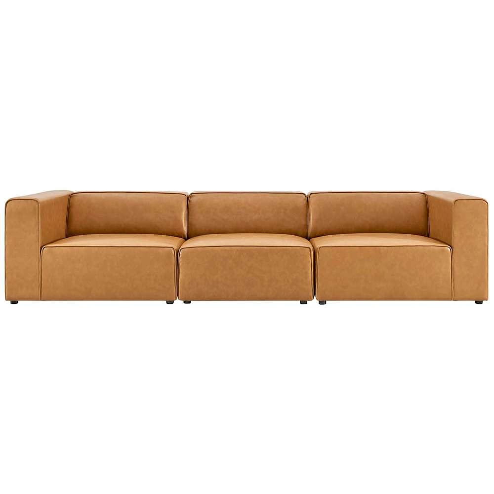 Modway - Mingle Vegan Leather 3-Piece Sectional Sofa - EEI-4789-TAN veiw 3