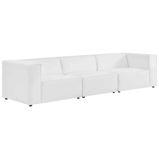 Modway - Mingle Vegan Leather 3-Piece Sectional Sofa - EEI-4789-WHI veiw 1