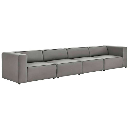 Modway - Mingle Vegan Leather 4-Piece Sectional Sofa - EEI-4793-GRY veiw 1