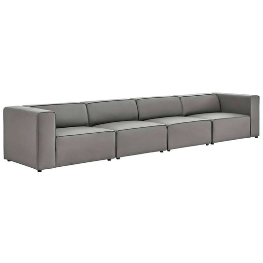 Modway - Mingle Vegan Leather 4-Piece Sectional Sofa - EEI-4793-GRY veiw 2