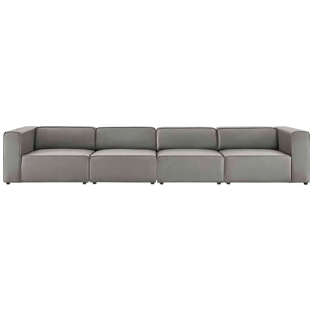 Modway - Mingle Vegan Leather 4-Piece Sectional Sofa - EEI-4793-GRY veiw 3