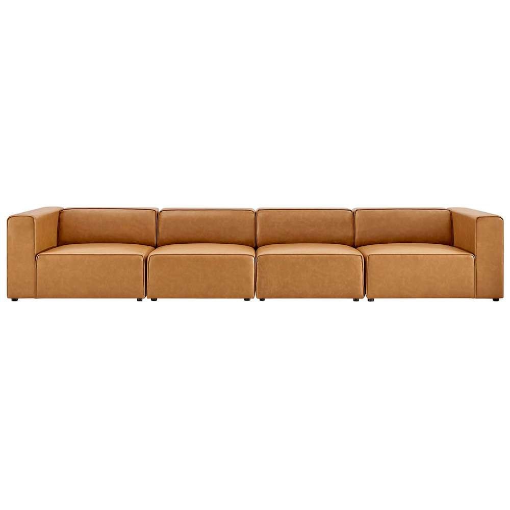 Modway - Mingle Vegan Leather 4-Piece Sectional Sofa - EEI-4793-TAN veiw 3