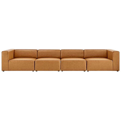 Modway - Mingle Vegan Leather 4-Piece Sectional Sofa - EEI-4793-TAN veiw 3