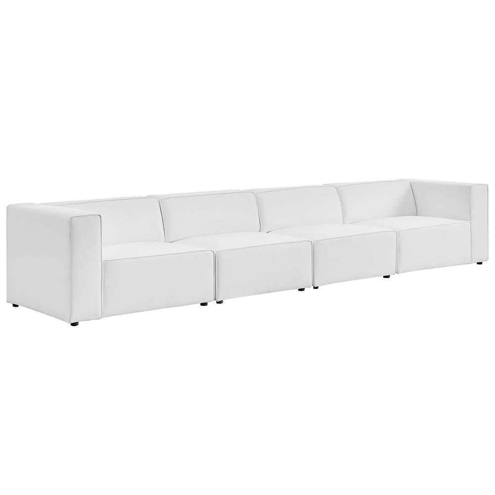 Modway - Mingle Vegan Leather 4-Piece Sectional Sofa - EEI-4793-WHI veiw 1
