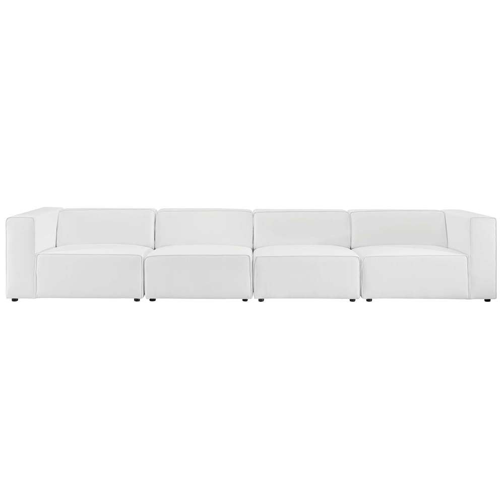 Modway - Mingle Vegan Leather 4-Piece Sectional Sofa - EEI-4793-WHI veiw 3