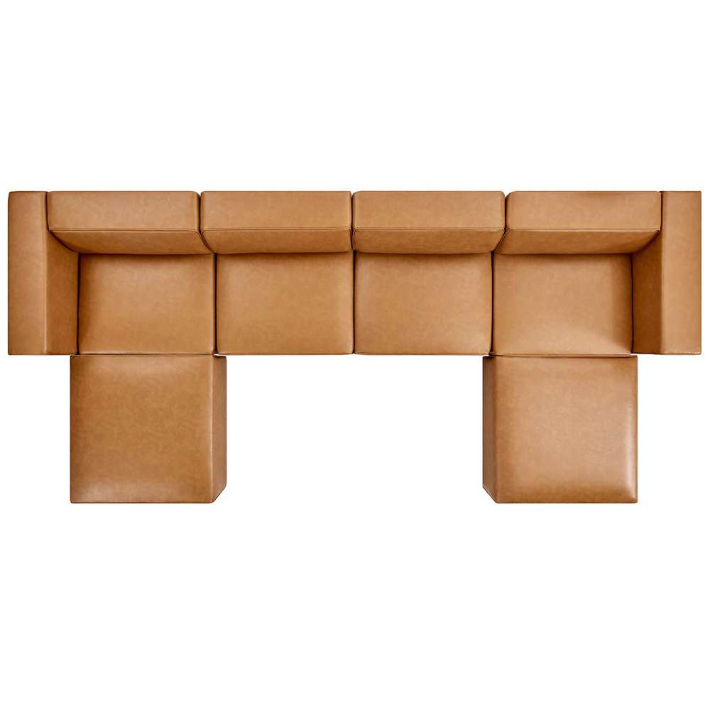 Modway - Mingle Vegan Leather 4-Piece Sofa and 2 Ottomans Set - EEI-4794-TAN veiw 3