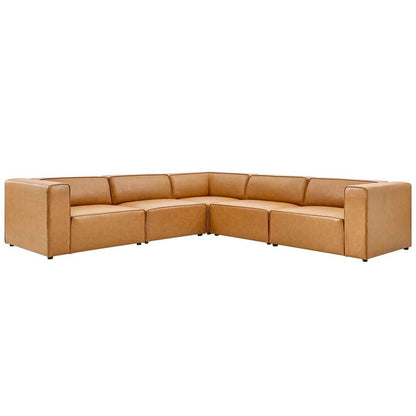 Modway - Mingle Vegan Leather 5-Piece Sectional Sofa - EEI-4795-TAN veiw 2