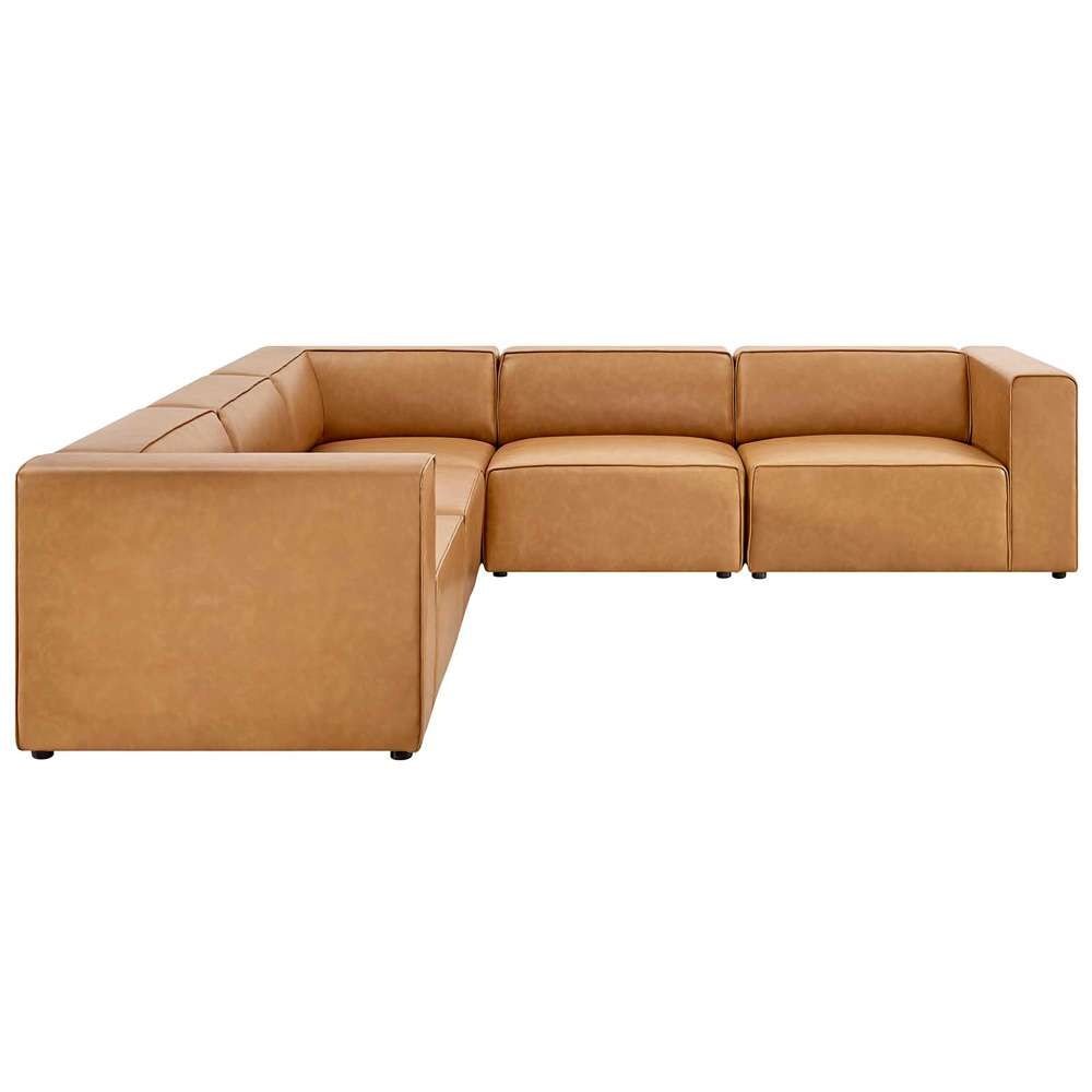 Modway - Mingle Vegan Leather 5-Piece Sectional Sofa - EEI-4795-TAN veiw 3